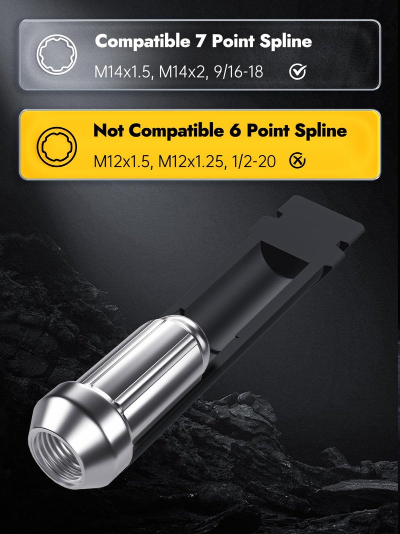 MIKKUPPA 7 Spline Lug Nuts Socket Key - for 20mm Inner Diameter - Compatible with 21mm (13/16) and 22mm (7/8) Replacement Hex Socket - Image 4